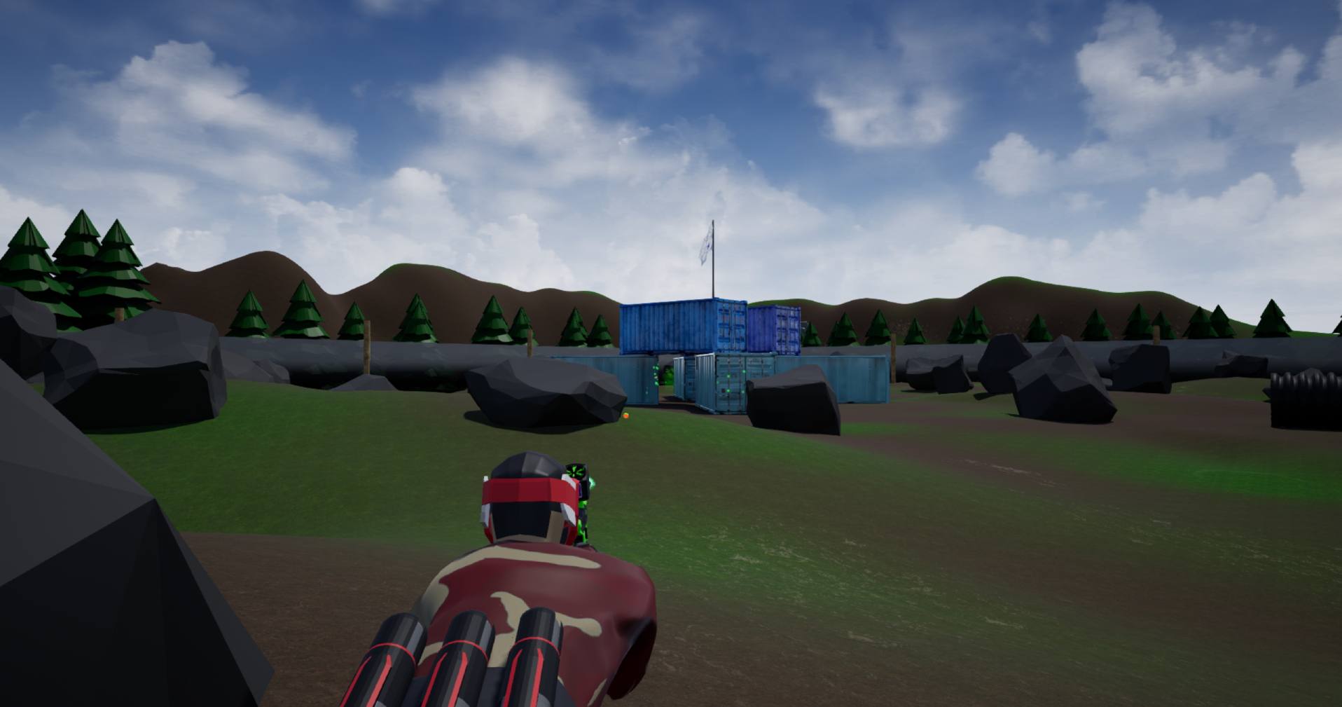 Paintball Arena Game, Open Field Rocks